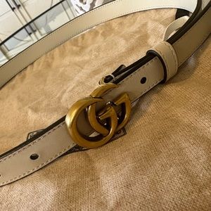 Gucci Double G Ivory Belt 70